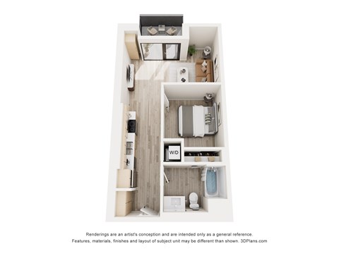Floor plan for 1 bed, 1 bath, 526 sqft